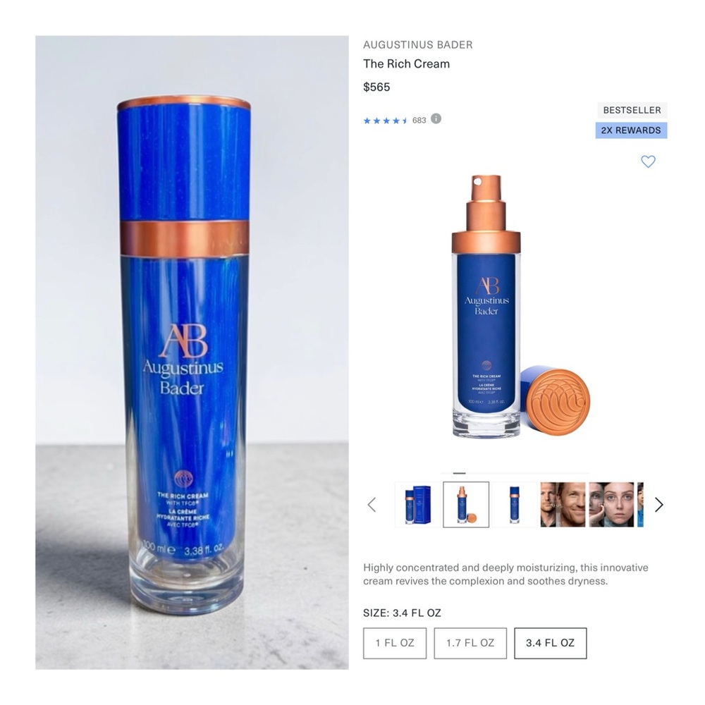 Augustinus Bader The Rich Cream with TFC8 100ml/3.38 fl. oz. Big one!!! MSRP$565